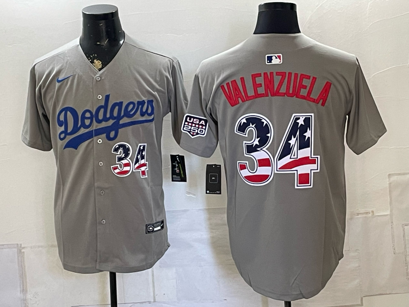men Los Angeles Dodgers #34 Valenzuela grey Game 2026 Nike MLB Jersey 0826002->san francisco 49ers->NFL Jersey